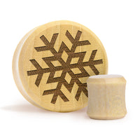 Snowflake Plug / Gauge - Crocodile Wood | Flat Faced Double Flare - Lasered To Order In House At Custom Plugs HQ