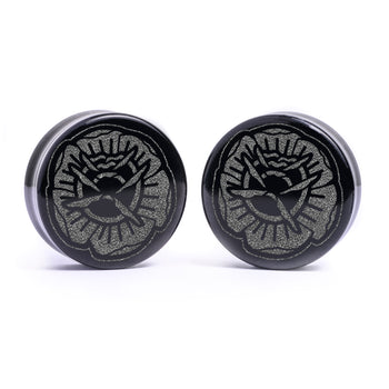 Seigaiha Muster Plug / Gauge - Clear Glass | Doppelaufgeweitet mit flachem Gesicht