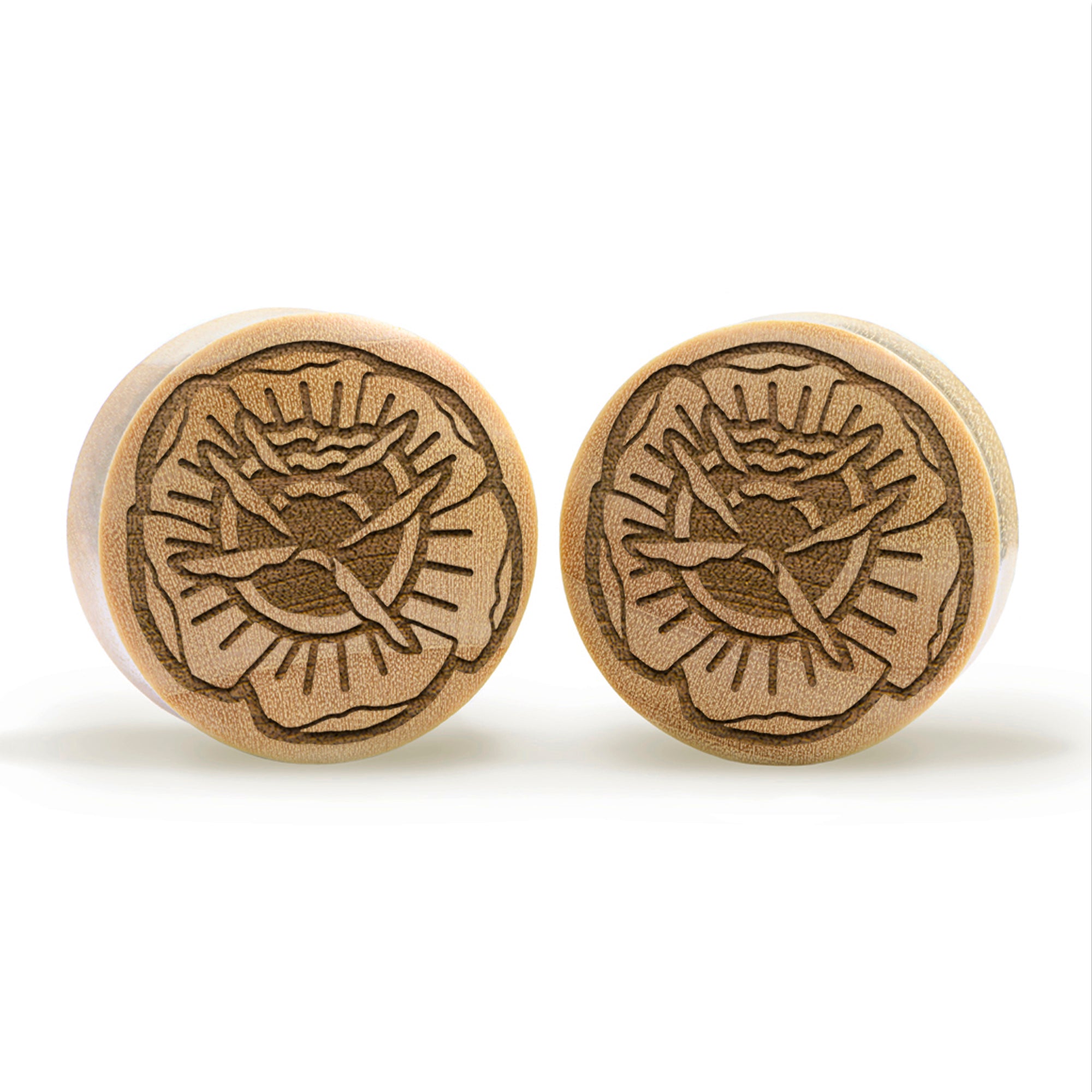 Starburst Mandala Zierstattoo Plug / Gauge - Krokodilholz | Konvexe Doppelaufgeweitet