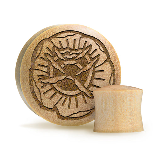 Tattoo Rose Plug / Gauge - Crocodile Wood | Convex Double Flare
