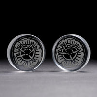 Tattoo Rose Plug / gauge - Clear Glass | Doppelaufgeweitet mit flachem Gesicht