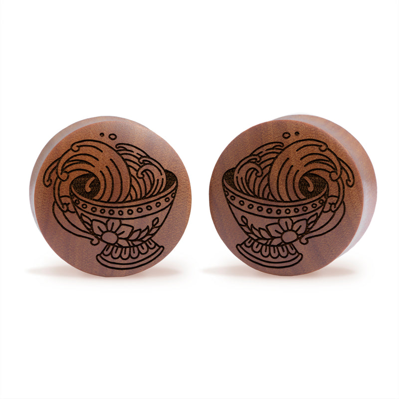 Plug Teacup / Gauge - Bois de Saba | Double Flare Convexe