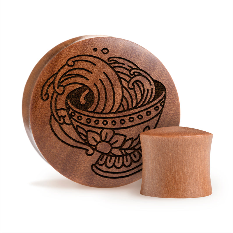 Plug Teacup / Gauge - Bois de Saba | Double Flare Convexe