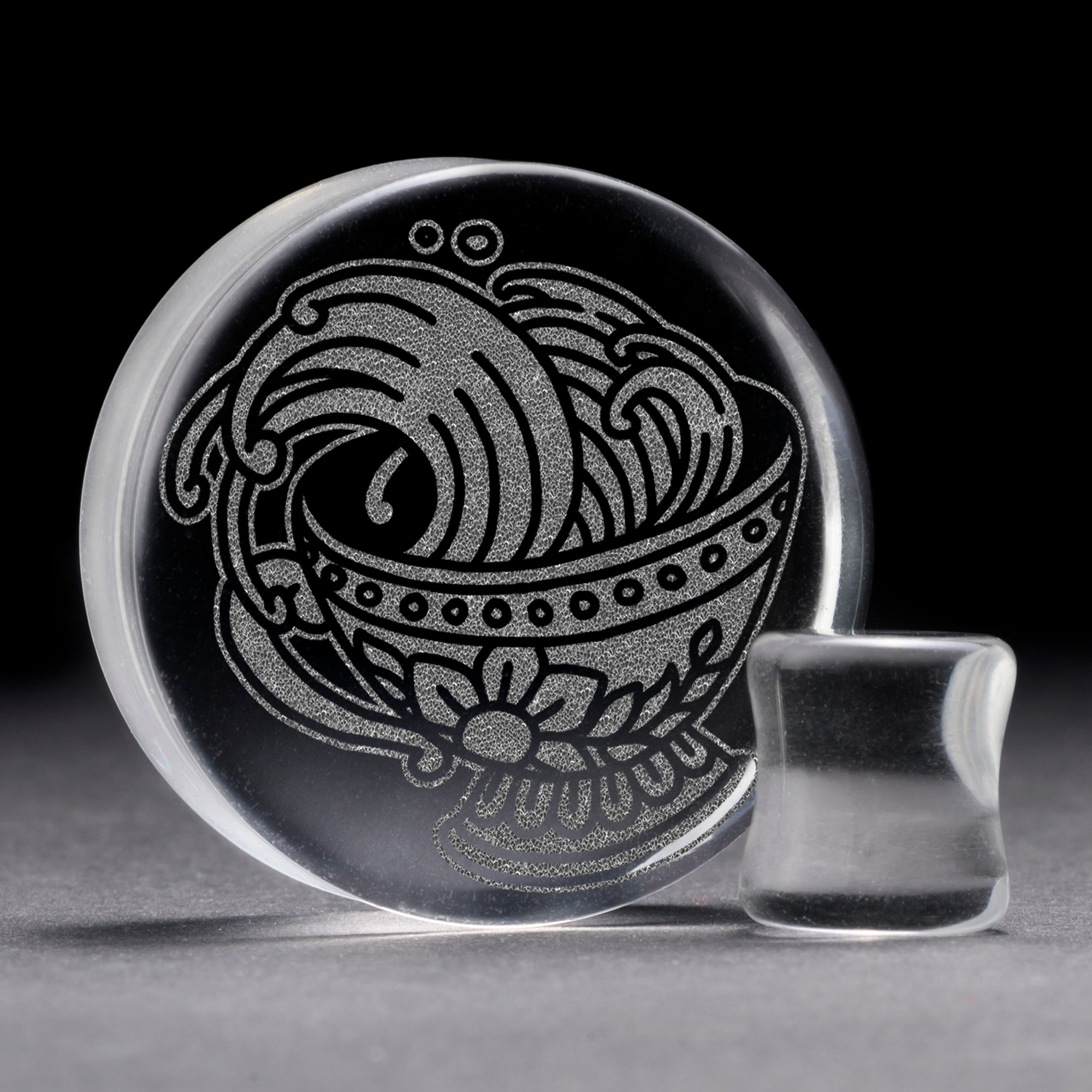 Teetasse Plug / gauge - klares Glas | Doppelaufgeweitet mit flachem Gesicht