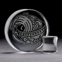 Teacup Plug / Gauge - Verre transparent | Double flare à face plate