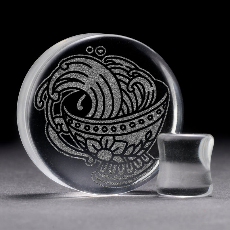 Teacup Plug / Gauge - Verre transparent | Double flare à face plate
