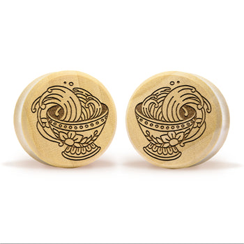 Linework Mandala Ornamental Tattoo Plug / Gauge - Crocodile Wood | Convex Double Flare