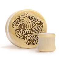 Teacup Plug / Gauge - Crocodile Wood | Flat Faced Double Flare - Lasered To Order In House At Custom Plugs HQ
