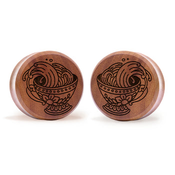 Starburst Mandala Zier Tattoo Plug / gauge - Saba Wood | Konvexe Doppelaufgeweitet
