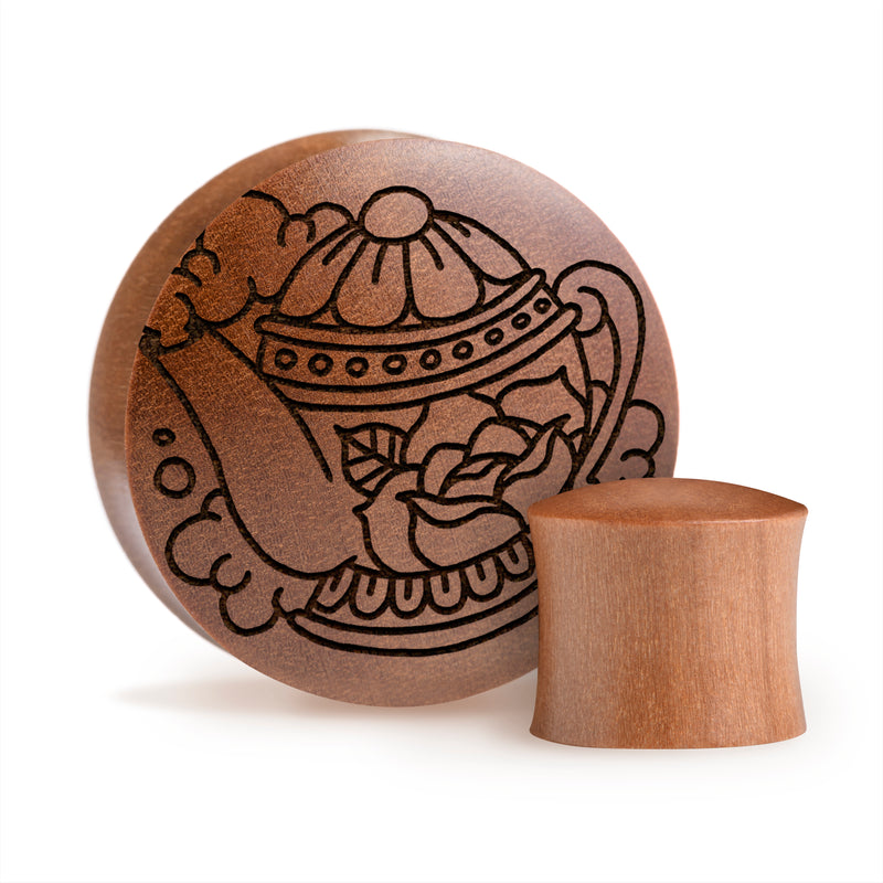 Plug théière / Calibre - Bois de Saba | Double flare convexe