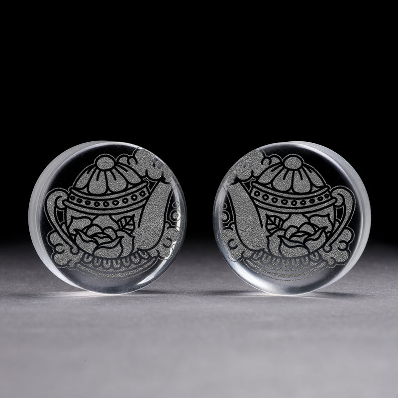 Plug de théière / Jauge - verre transparent | double flare à face plate