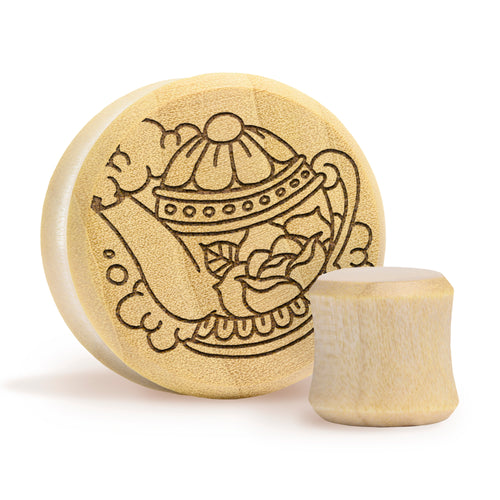 Teapot Plug / Gauge - Crocodile Wood | Flat Faced Double Flare