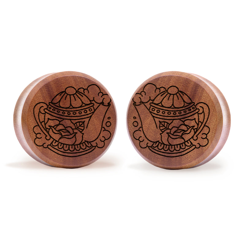 Plug pour théière / Jauge - Bois de Saba | Double collerette à face plate