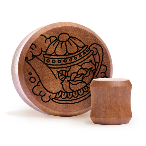Teekanne plug / gauge - Saba Wood | Doppelaufgeweitet mit flachem Gesicht