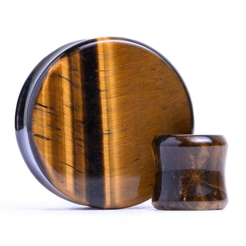 Plug en pierre œil-de-tigre / gauge