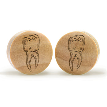 Tooth Plug / Gauge - Crocodile Wood | Convex Double Flare