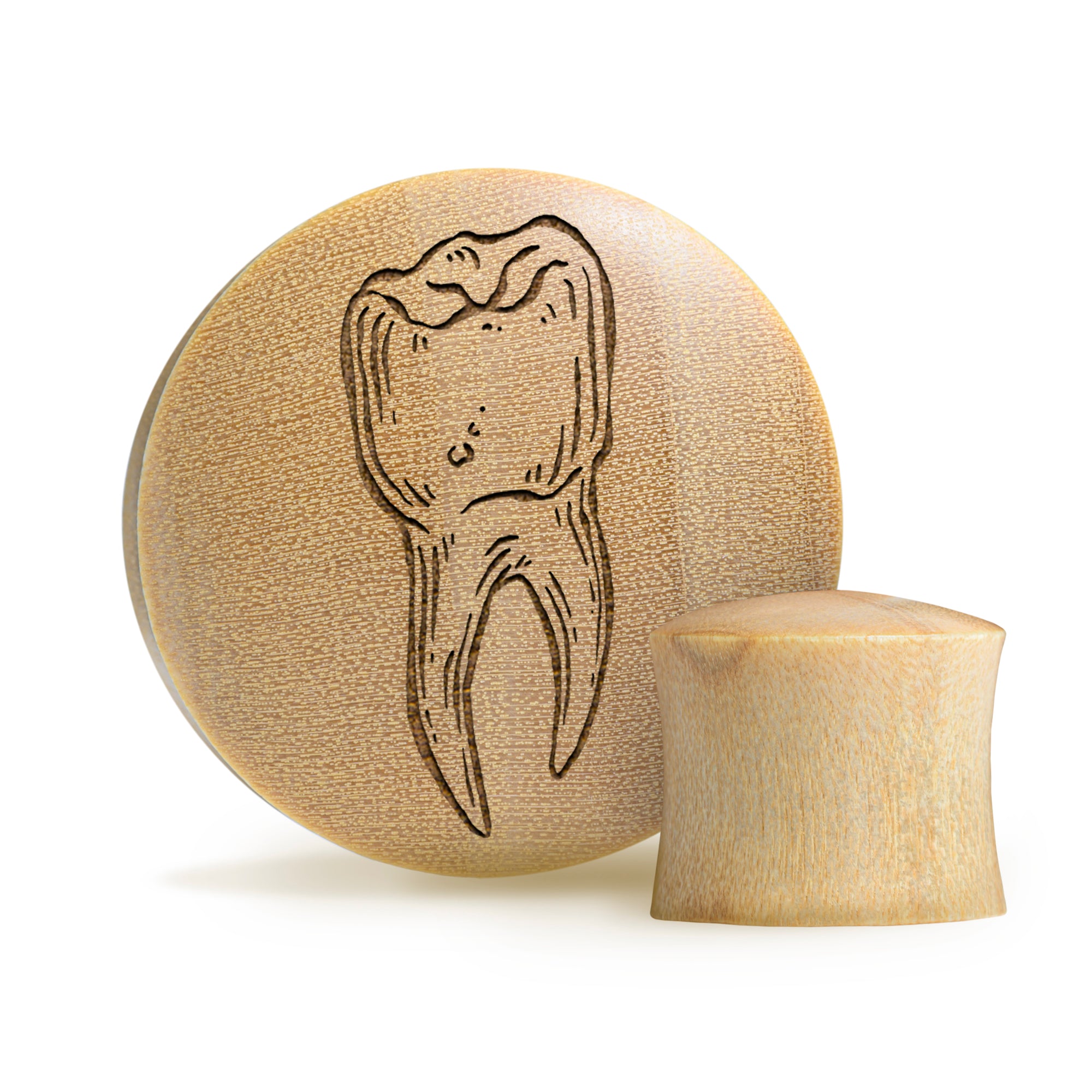 Tooth Plug / Gauge - Crocodile Wood | Convex Double Flare - Lasered To Order In House At Custom Plugs HQ