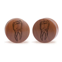 Tooth Plug / Gauge - Saba Wood | Convex Double Flare - Lasered To Order In House At Custom Plugs HQ