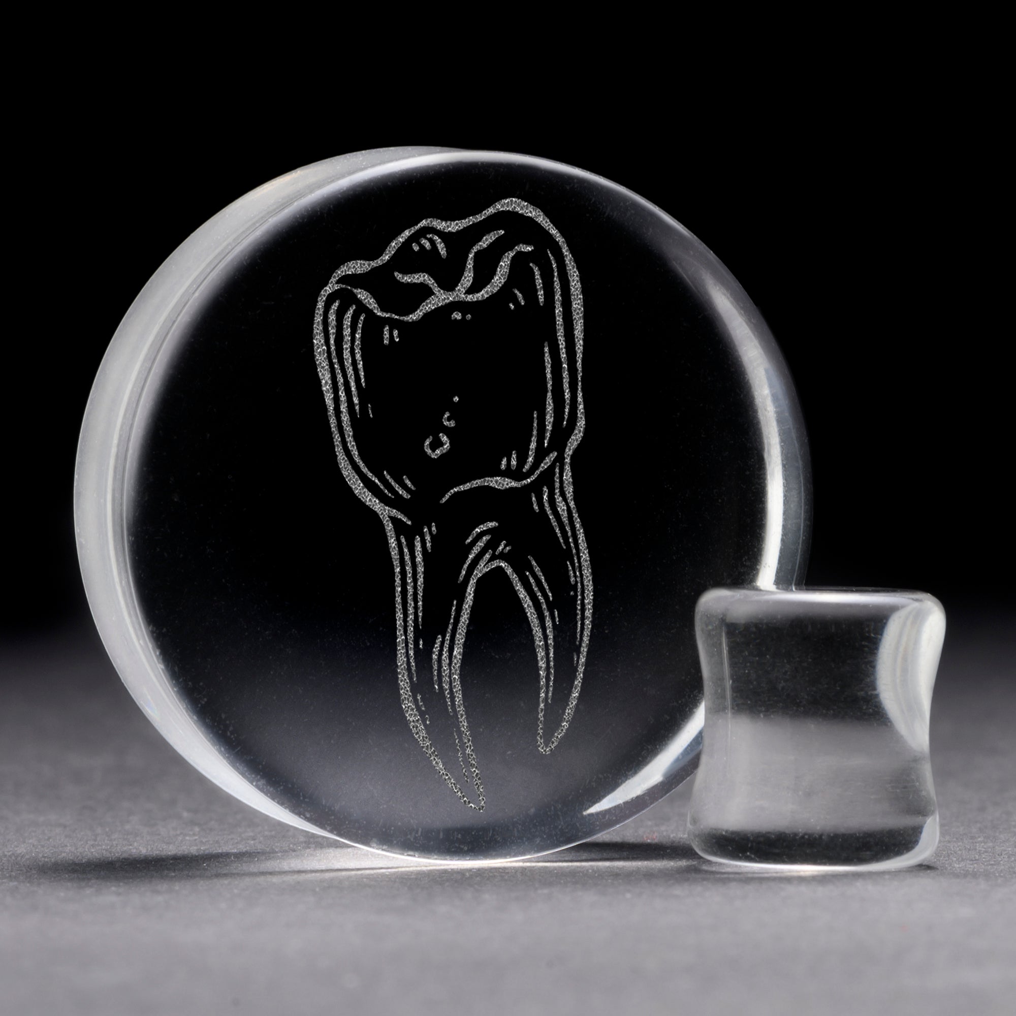 Tooth Plug / Gauge - Clear Glass | Flat Faced Double Flare
