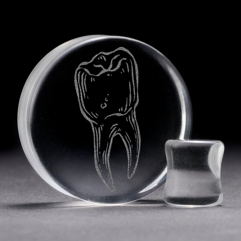 Plug dentaire / jauge - verre transparent | double flare à face plate