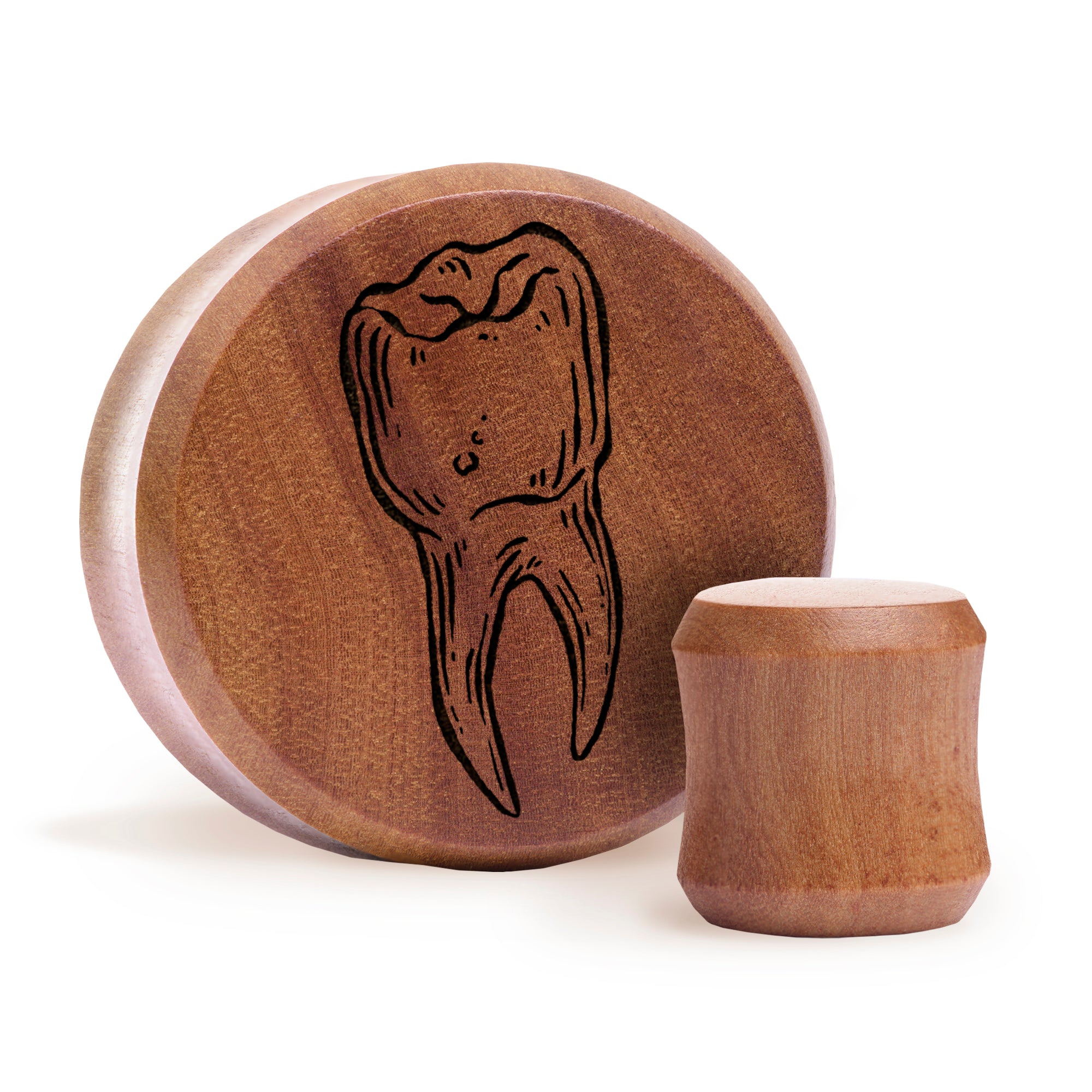 Zahnplug / gauge - Saba Wood | Doppelaufgeweitet mit flachem Gesicht