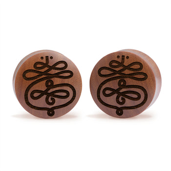 Starburst Mandala Zier Tattoo Plug / gauge - Saba Wood | Konvexe Doppelaufgeweitet