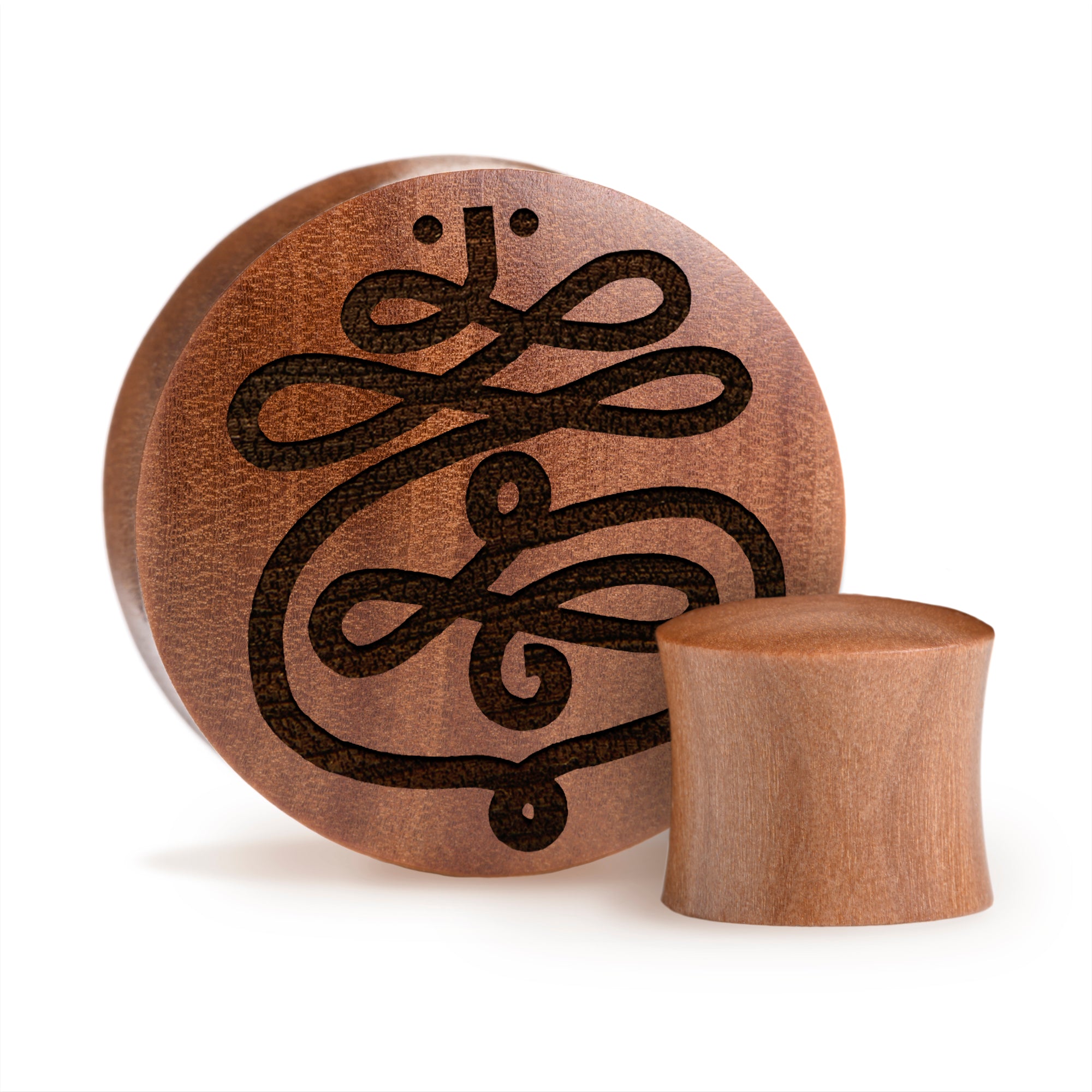 Unalome Plug / gauge - Saba Wood | Konvexe Doppelaufgeweitet