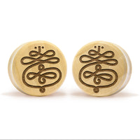 Unalome Plug / Gauge - Crocodile Wood | Flat Faced Double Flare - Lasered To Order In House At Custom Plugs HQ