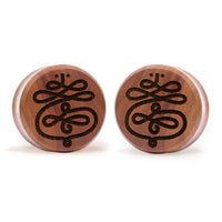 Unalome Plug / Gauge - Saba Wood | Flat Faced Double Flare - Lasered To Order In House At Custom Plugs HQ