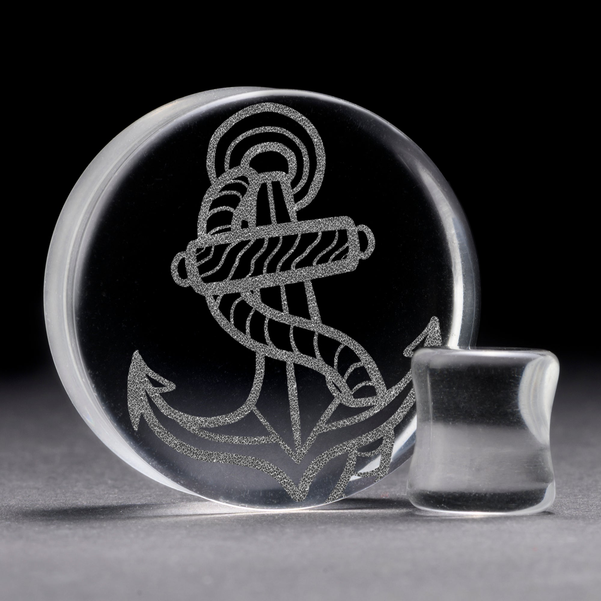 Union Anker Plug / Gauge - Clear Glass | Doppelaufgeweitet mit flachem Gesicht