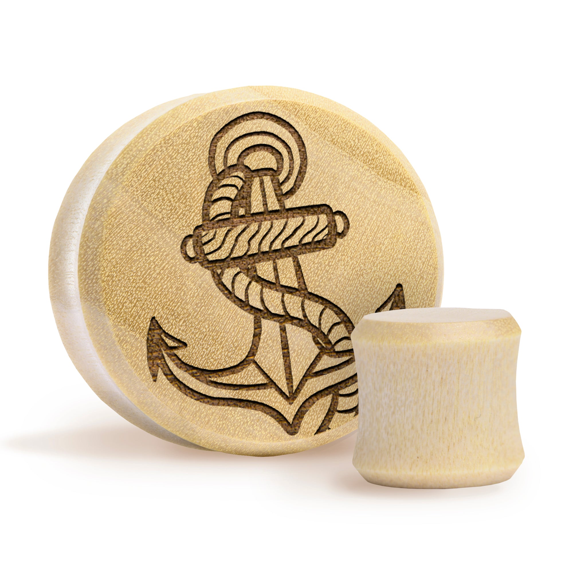 Union Anchor Plug / Gauge - Crocodile Wood | Flat Faced Double Flare - Lasered To Order In House At Custom Plugs HQ