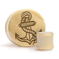 Union Anchor Plug / Gauge - Crocodile Wood | Flat Faced Double Flare - Lasered To Order In House At Custom Plugs HQ