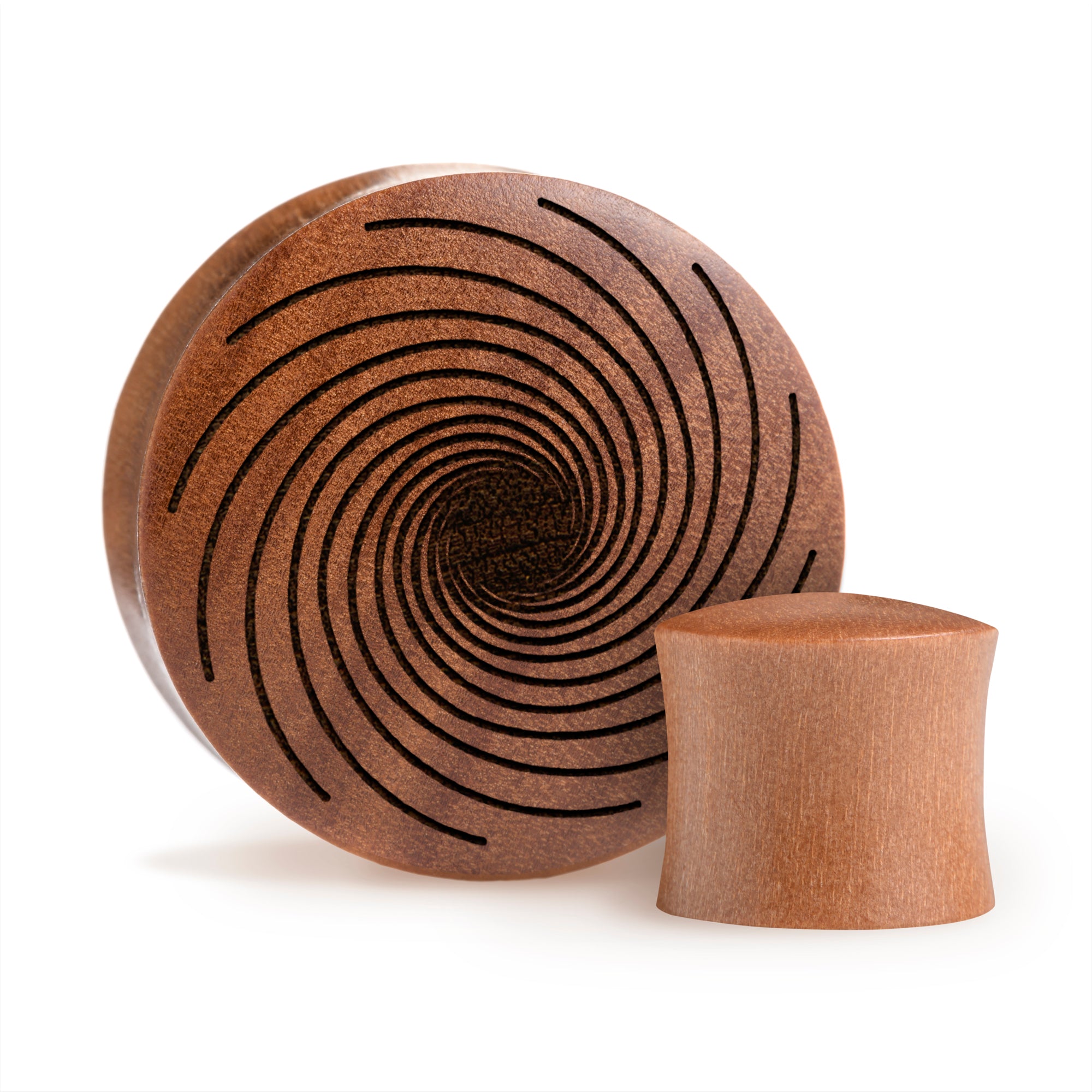 Wirbel Spiralplug / Gauge - Saba Wood | Konvexe Doppelaufgeweitet
