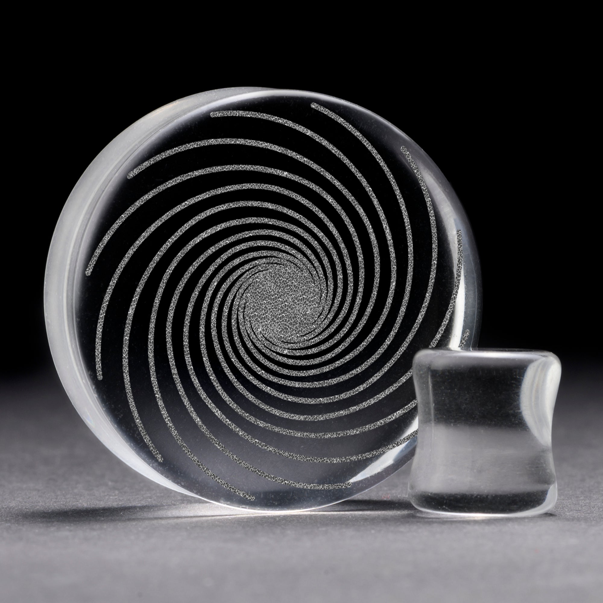 Vortex Spiral Plug / Gauge - Clear Glass | Flat Faced Double Flare