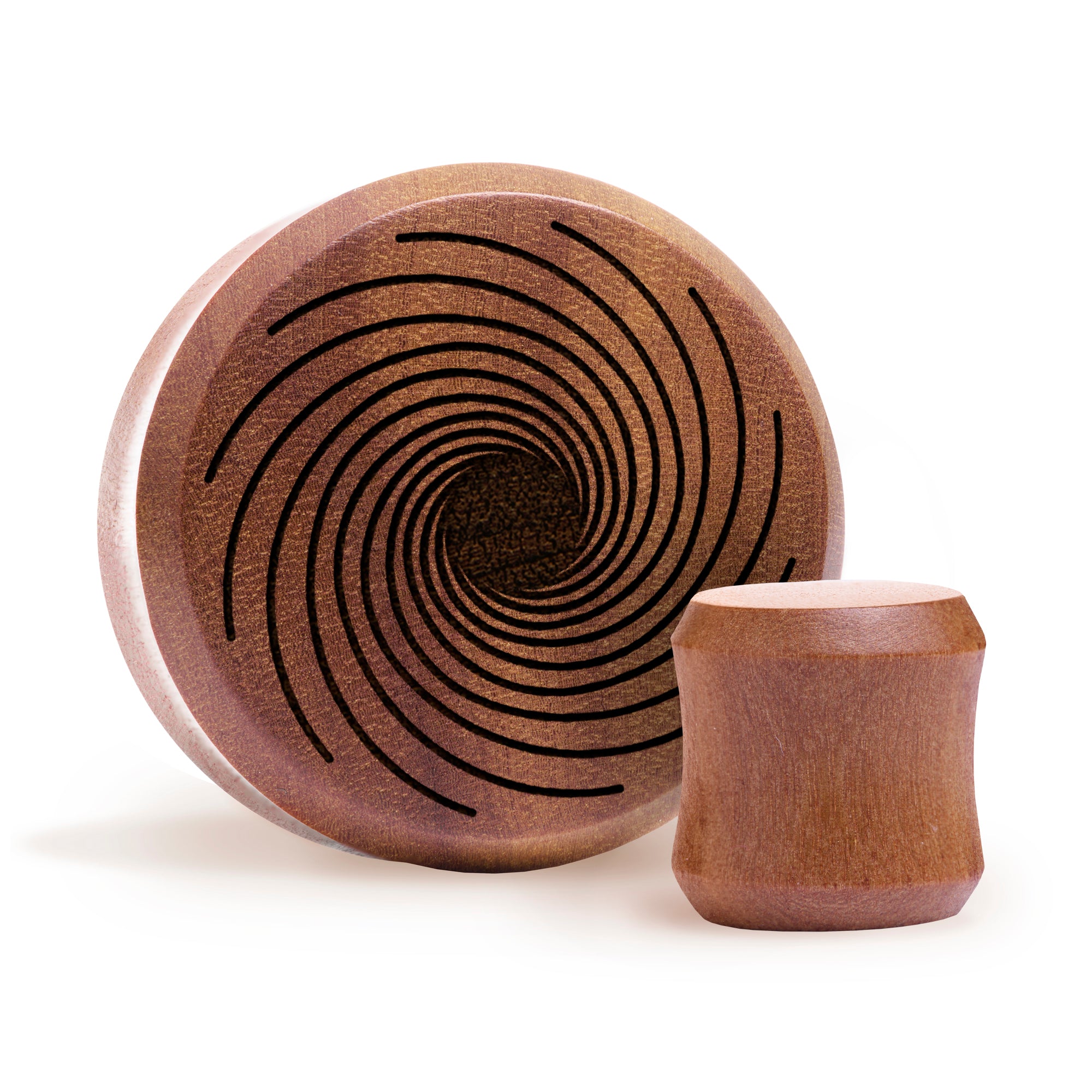 Wirbel Spiralplug / Gauge - Saba Wood | Doppelaufgeweitet mit flachem Gesicht