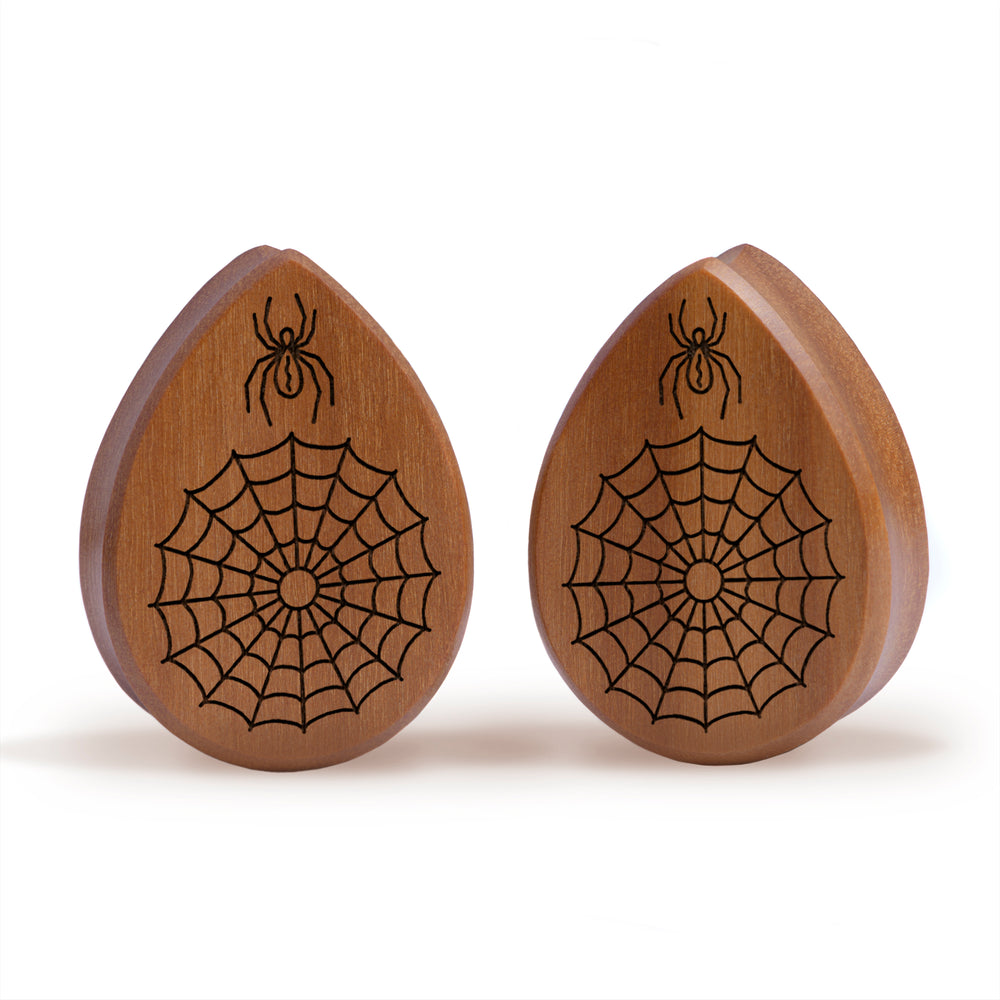 Web Plug / gauge - Tränen -Saba -Holz | Doppelaufgeweitet mit flachem Gesicht