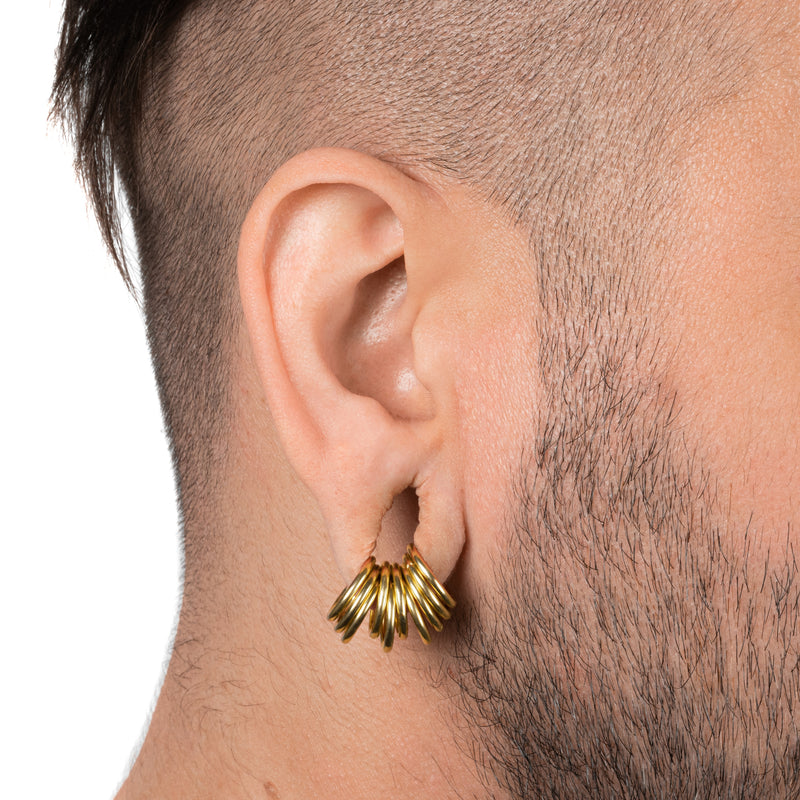 Set d'anneaux pour oreilles étirées, or, titane, grand - 10 anneaux