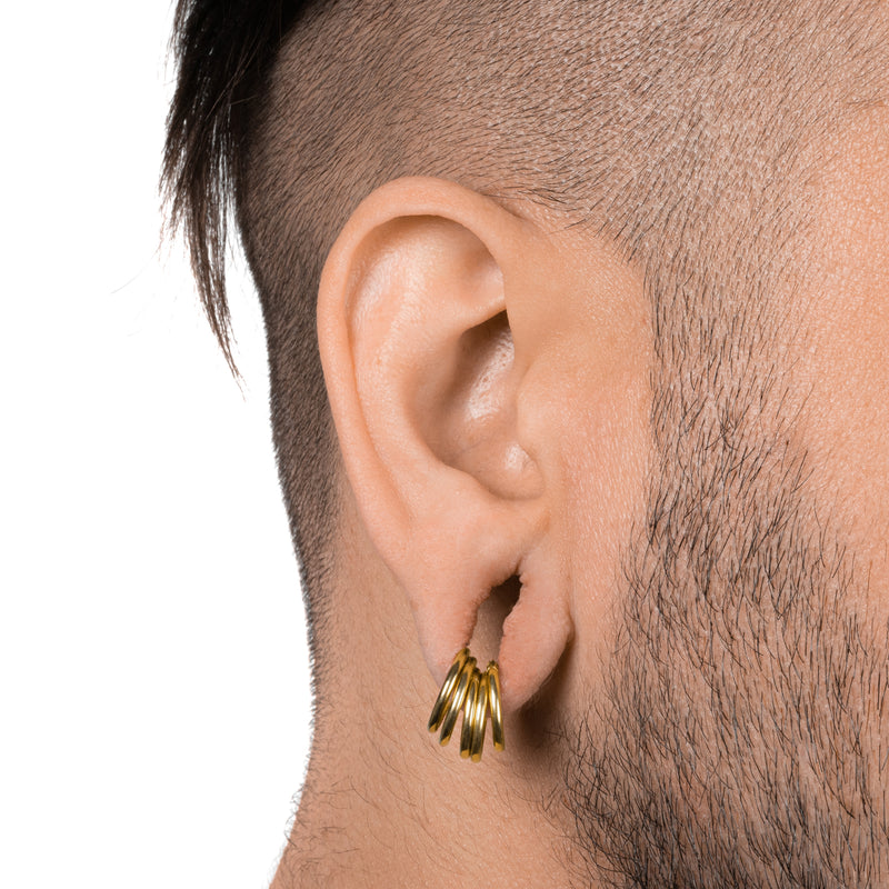 Set d'anneaux pour oreilles étirées, or, titane, grand - 10 anneaux