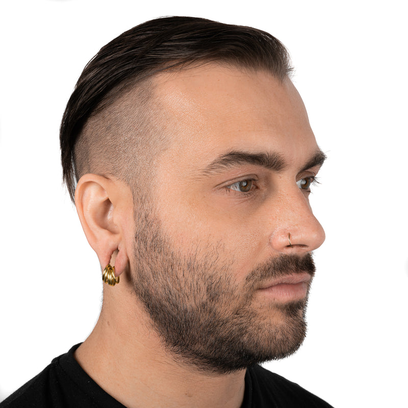 Set d'anneaux pour oreilles étirées, or, titane, grand - 10 anneaux