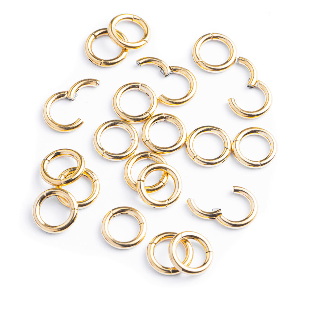 Gold Titanium Ring Stack - Small - (20 Rings) - Set of 20 Individual Titanium Segment Rings In 6mm