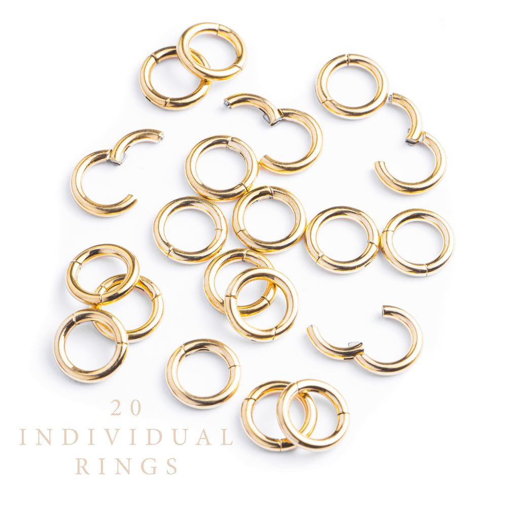 Gold Titanium Ring Stack - Small - (20 Rings) - Set of 20 Individual Titanium Segment Rings In 6mm