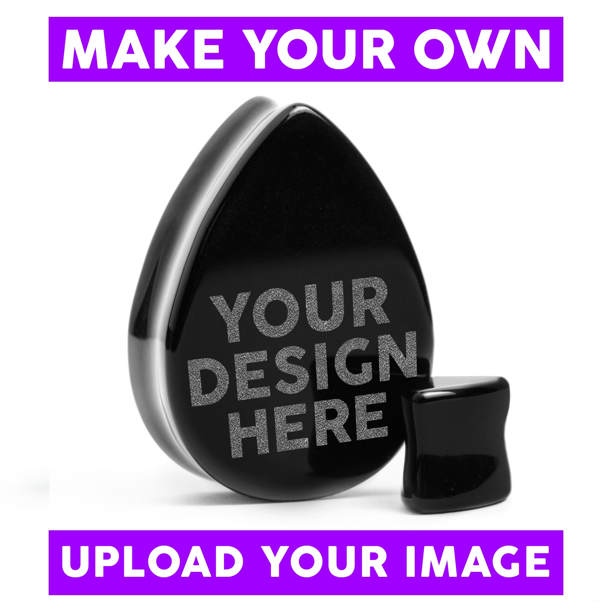 Make Your Own Plug / Gauge - Teardrop Black Glass | Flat Faced Double Flare
