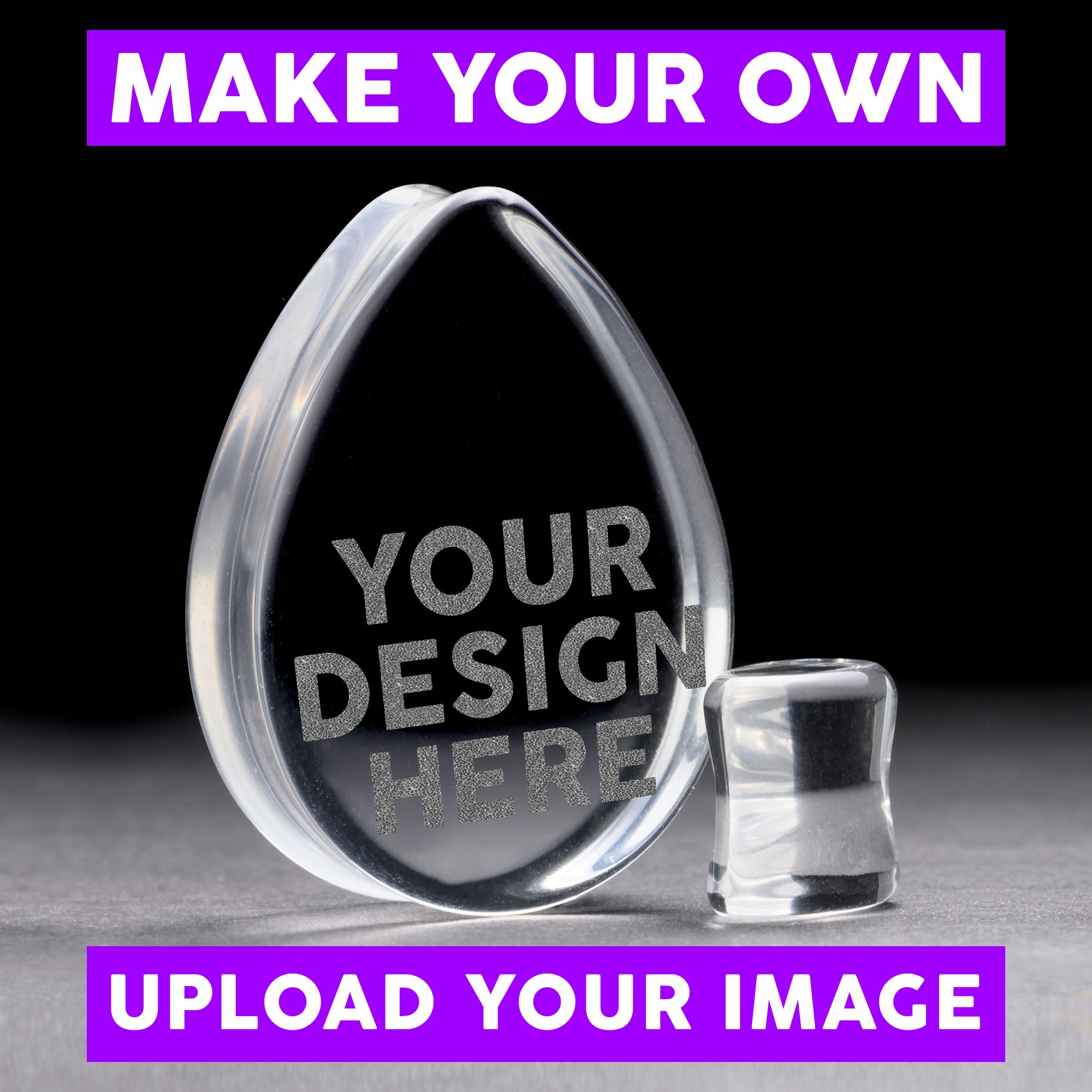 Make Your Own Plug / Gauge - Teardrop Clear Glass | Flat Faced Double Flare