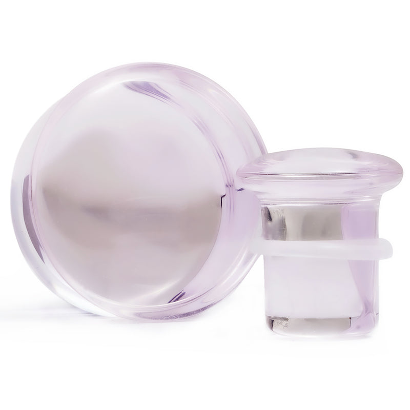 Plug / Gauge en verre simple évasé rose