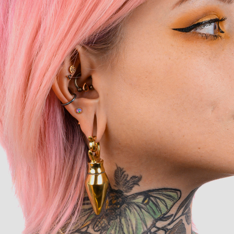 Poids d'oreille pyramide en laiton - Paire
