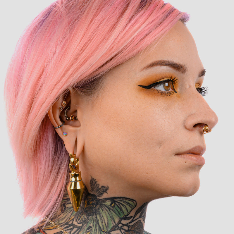 Poids d'oreille pyramide en laiton - Paire