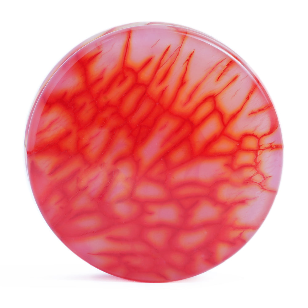 Red Dragon Vein Agate Stone Plug / Gauge - Double Flare Stone Ear Plugs / Gauge in 6mm (2g) - 30mm (1.18")