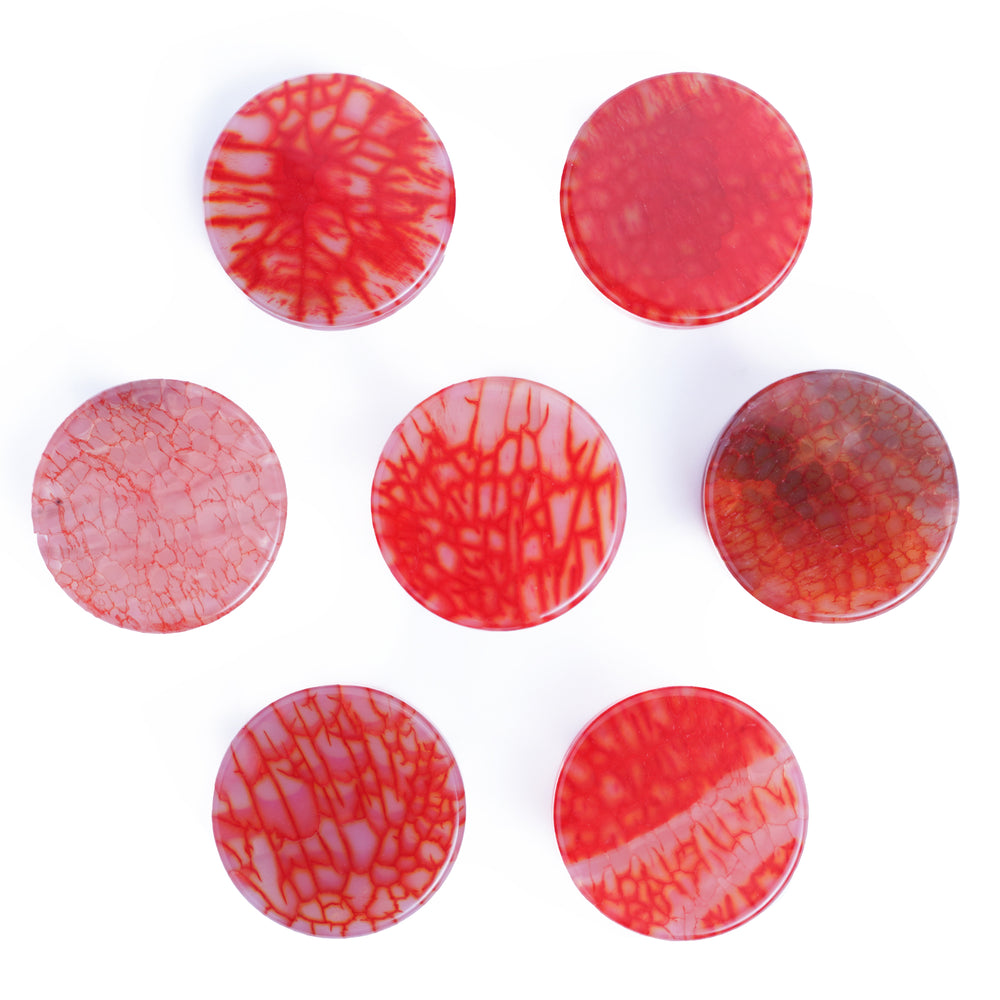 Red Dragon Vein Agate Stone Plug / Gauge - Double Flare Stone Ear Plugs / Gauge in 6mm (2g) - 30mm (1.18")
