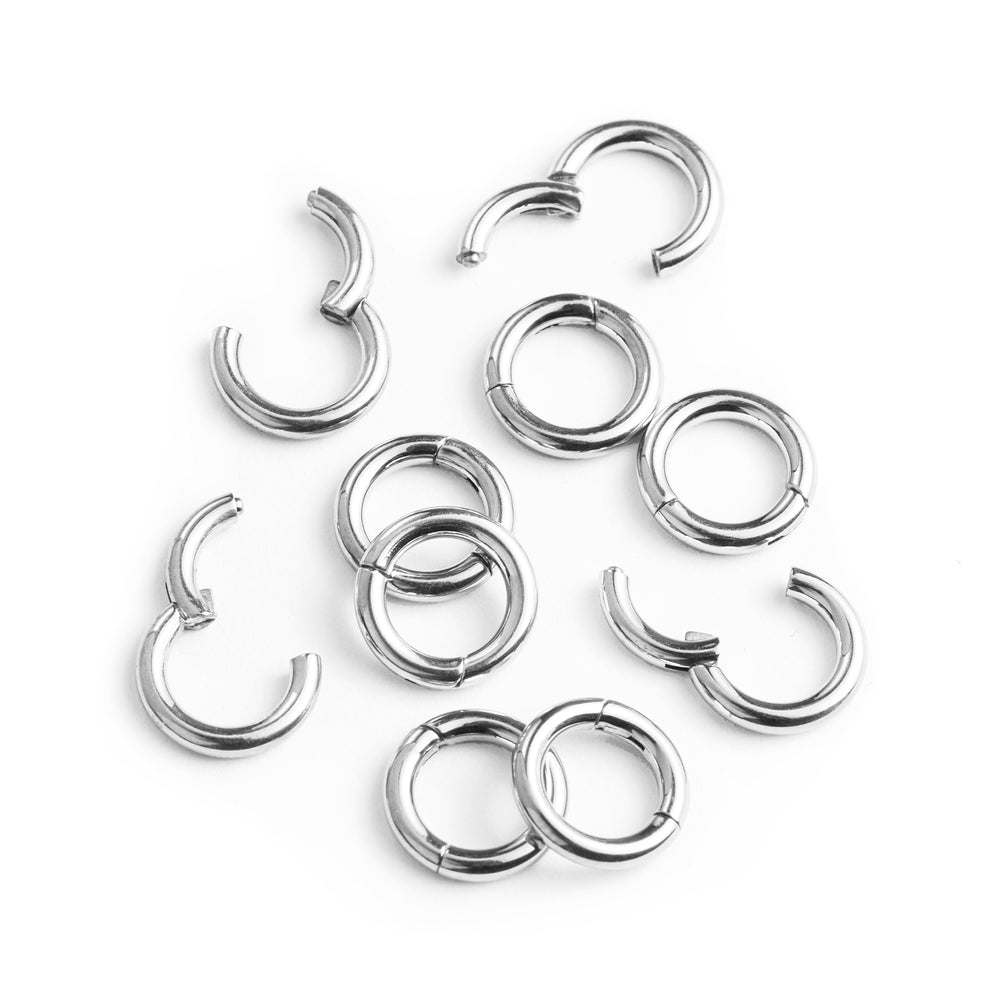 Silver Titanium Ring Stack - Small - (10 Rings) - Set of 10 Individual Titanium Segment Rings In 6mm