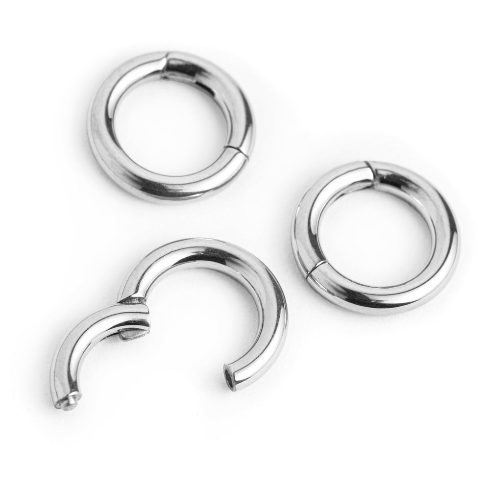Silver Titanium Ring Stack - Small - (10 Rings) - Set of 10 Individual Titanium Segment Rings In 6mm